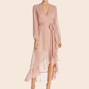 WAYF Blush Pink Long Sleeve Flowy Wrap Dress Size Large